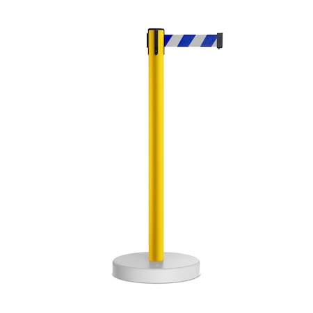 Stanchion Belt Barrier WaterFillable Base Yellow Post 9ft.Blu/Wh Belt